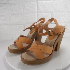 Chinese Laundry Massive Tan Veg Leather Sandals